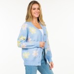 Wholesale knitted Cardigan Daisy Print S M Fits US Women s M L Fits US Women s P