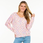 Wholesale knitted V Neck Confetti Sweater S M Fits US Women s M L Fits US Women