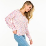 Wholesale knitted V Neck Confetti Sweater S M Fits US Women s M L Fits US Women