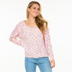 Wholesale knitted V Neck Confetti Sweater S M Fits US Women s M L Fits US Women