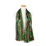 Wholesale christmas Wreath Stocking Printed Satin Scarf Polyester L W