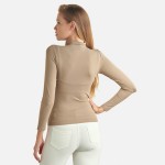 Wholesale women s Basic Seamless Mock Neck Long Sleeve Top Mock neck Seamless Lo