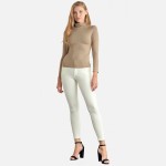 Wholesale women s Basic Seamless Mock Neck Long Sleeve Top Mock neck Seamless Lo