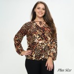 Women's Plus Size Animal Print Tie Front Top (6 Pack)

- Long sleeves
- Drawstring closure
- Casual style
- V-neckline
- 95% Rayon / 5% Spandex
