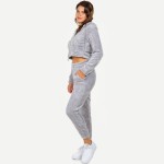 Wholesale soft Faux Fur Fleece Zip Up Cropped Hoodie Jogger Set Single SM Faux F