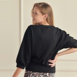 Wholesale women s Solid Cropped Scuba Sweatshirt Pack Simple casual Relaxed silh