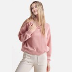 Wholesale women s Relaxed Ribbed Corduroy Long Sleeve Top Pack Relaxed Fit Cordu