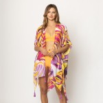 Wholesale do Everything Love Tropical Print Kimono One Fits Most Polyester