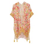 Wholesale do Everything Love Small Floral Print Kimono Tassel One Fits Most Poly