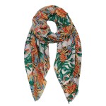 Wholesale floral Print Scarf Fringe Hem L W Polyester