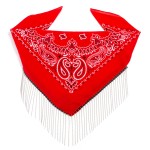 Ball Chain Tassel Fringe Bandana Scarf 

- Approximately 21" L x 21" W 
- 100% Cotton