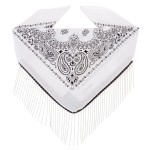 Ball Chain Tassel Fringe Bandana Scarf 

- Approximately 21" L x 21" W 
- 100% Cotton