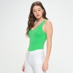 Wholesale v Neck Basic Tank Top Bodysuit V neckline Tank top silhouette Thong cu
