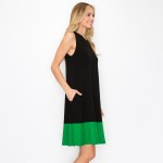 Women’s Sleeveless Dress With Colorblock Trim

- Knee-length
- A-line design
- Sleeveless
- Scooped neckline
- Rayon fabric
- Colorblock Trim
- Two hidden side pockets
- 95% Rayon, 5% Spandex