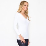 Wholesale women s Seamless Reversible V Neck Long Sleeve Top Seamless Long sleev