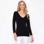Wholesale women s Seamless Reversible V Neck Long Sleeve Top Seamless Long sleev