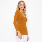 Wholesale women s Seamless Reversible V Neck Long Sleeve Top Seamless Long sleev