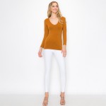 Wholesale women s Seamless Reversible V Neck Long Sleeve Top Seamless Long sleev