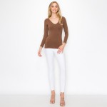 Wholesale women s Seamless Reversible V Neck Long Sleeve Top Seamless Long sleev