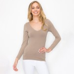 Wholesale women s Seamless Reversible V Neck Long Sleeve Top Seamless Long sleev