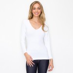 Wholesale women s Seamless Reversible V Neck Long Sleeve Top Seamless Long sleev