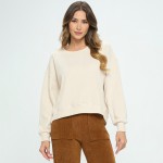 Wholesale women s Relaxed Ribbed Corduroy Long Sleeve Top Pack Relaxed Fit Cordu