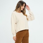 Wholesale women s Relaxed Ribbed Corduroy Long Sleeve Top Pack Relaxed Fit Cordu