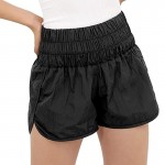 Wholesale women s Nylon Smocked Waisted Athletic Shorts Pull Elastic Smocked Wai