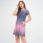 Wholesale women s Floral Ombre Fit Flare Dress Pack Short sleeves knee Hidden si