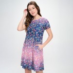 Wholesale women s Floral Ombre Fit Flare Dress Pack Short sleeves knee Hidden si