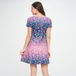 Wholesale women s Floral Ombre Fit Flare Dress Pack Short sleeves knee Hidden si