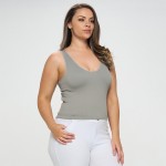 Wholesale women s Reversible Ribbed Seamless Tank Reversible Sleeveless Seamless