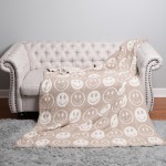 Wholesale super Soft Jacquard Smile Print Comfy Luxe Knit Blanket Softest Throw