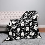 Wholesale super Soft Jacquard Smile Print Comfy Luxe Knit Blanket Softest Throw