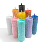 Wholesale rhinestone oz Tumbler Rhinestone Lid Matching Straw Double Wall Vacuum