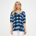 Wholesale women s Striped Short Sleeve Top Oversized Silhouette Side Slit Accent