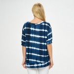 Wholesale women s Striped Short Sleeve Top Oversized Silhouette Side Slit Accent