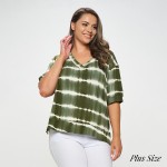 Women's Striped Short Sleeve Top

- Oversized Silhouette
- Side Slit Accents
- Pullover Styling
- V-Neck
- 95% Rayon/ 5% Spandex                                               
