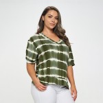 Women's Striped Short Sleeve Top

- Oversized Silhouette
- Side Slit Accents
- Pullover Styling
- V-Neck
- 95% Rayon/ 5% Spandex                                               
