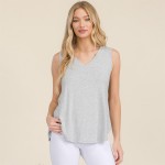 Wholesale women s Ribbed Sleeveless Tank Top Ribbed V Neck Rayon Spandex