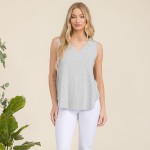 Wholesale women s Ribbed Sleeveless Tank Top Ribbed V Neck Rayon Spandex