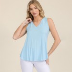 Wholesale women s Ribbed Sleeveless Tank Top Ribbed V Neck Rayon Spandex