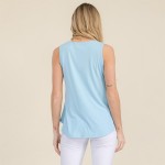 Wholesale women s Ribbed Sleeveless Tank Top Ribbed V Neck Rayon Spandex