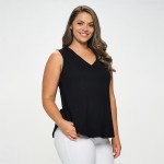 Women's Ribbed Sleeveless Tank Top 

- Ribbed 
- V-Neck
- 92% Rayon, 8% Spandex 