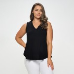 Wholesale women s Ribbed Sleeveless Tank Top Ribbed V Neck Rayon Spandex