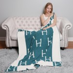 Wholesale super Soft Jacquard Comfy Luxe Reversible H Print Blanket Extra Plush