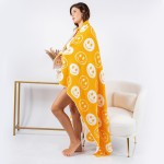 Wholesale super Soft Happy Print Brushed Poly Microfiber Throw Blanket Extra Plu