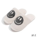 Wholesale plush Happy Slide Slippers US Women s S M M L Polyester Rubber Sole