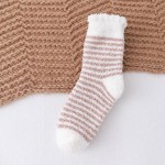 Wholesale soft Plush Knit Striped Socks One Fits Most Adult Assorted Colors Poly