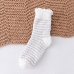 Wholesale soft Plush Knit Striped Socks One Fits Most Adult Assorted Colors Poly